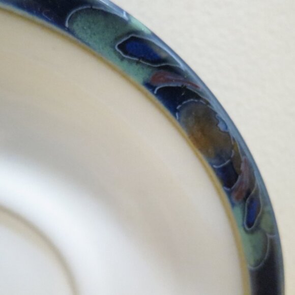 X3 Denby Baroque England Footed Tea Coffee Cups & Saucers Cobalt Blue Flower - Picture 7 of 9